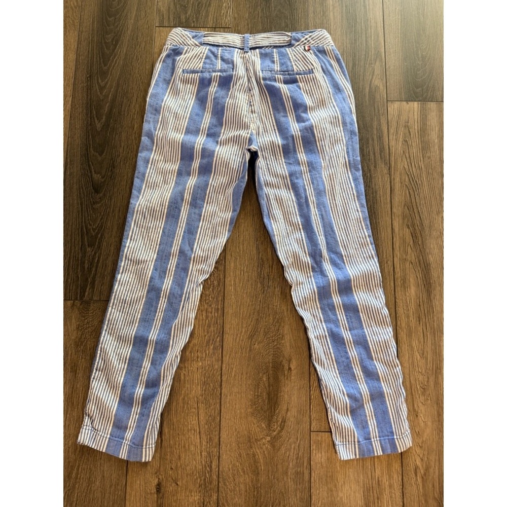 Tommy Hilfiger Relaxed Tapered Chino Striped Pants Blue 4 Coastal Summer Preppy - Picture 2 of 16